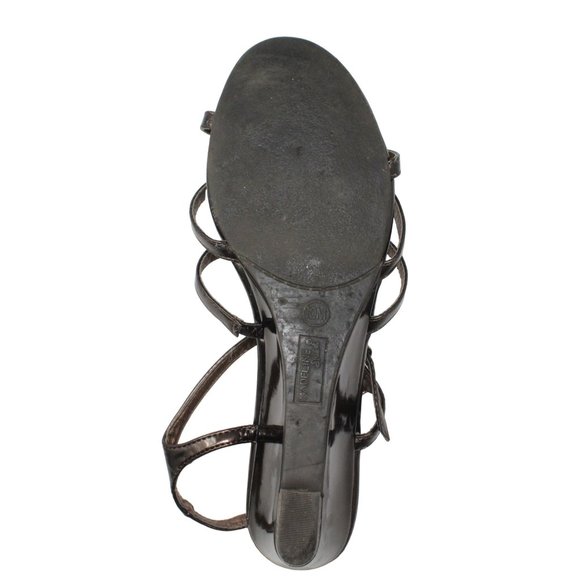 Madeline Stuart 10M Rhinestone Beaded Embellishment Black Strappy Wedge Sandals - Picture 12 of 14